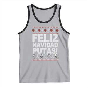 Mexican Christmas Tank Top Feliz Navidad Putas Funny Mexican Ugly Christmas Party TS02 Athletic Heather Black Print Your Wear