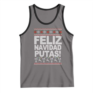 Mexican Christmas Tank Top Feliz Navidad Putas Funny Mexican Ugly Christmas Party TS02 Deep Heather Black Print Your Wear