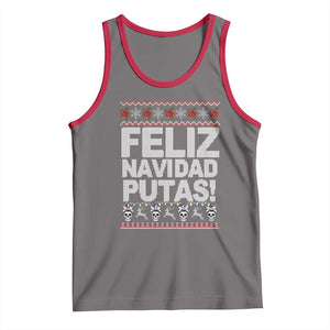 Mexican Christmas Tank Top Feliz Navidad Putas Funny Mexican Ugly Christmas Party TS02 Deep Heather Red Print Your Wear