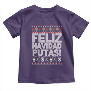 Mexican Christmas Toddler T Shirt Feliz Navidad Putas Funny Mexican Ugly Christmas Party TS02 Purple Print Your Wear