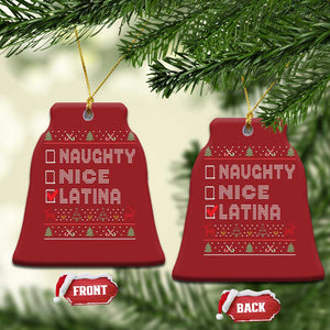 Latin American Xmas Christmas Ornament Naughty Nice Latina Funny Xmas List Hispanic Ugly Sweater TS02 Bell Flake Red Print Your Wear