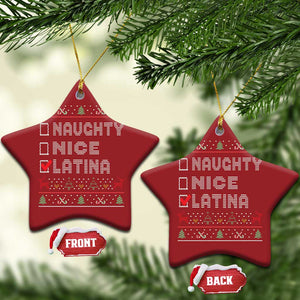 Latin American Xmas Christmas Ornament Naughty Nice Latina Funny Xmas List Hispanic Ugly Sweater TS02 Star Red Print Your Wear