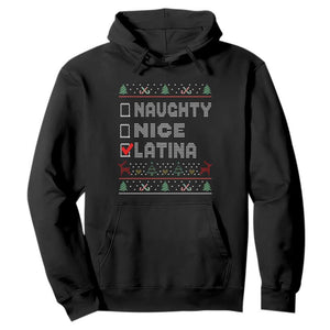 Latin American Christmas Hoodie Naughty Nice Latina Funny Xmas List Hispanic Ugly Sweater TS02 Black Print Your Wear