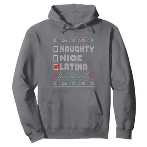 Latin American Christmas Hoodie Naughty Nice Latina Funny Xmas List Hispanic Ugly Sweater TS02 Charcoal Print Your Wear