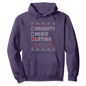 Latin American Christmas Hoodie Naughty Nice Latina Funny Xmas List Hispanic Ugly Sweater TS02 Purple Print Your Wear