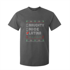 Latin American Christmas T Shirt For Kid Naughty Nice Latina Funny Xmas List Hispanic Ugly Sweater TS02 Dark Heather Print Your Wear