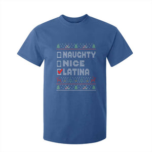 Latin American Christmas T Shirt For Kid Naughty Nice Latina Funny Xmas List Hispanic Ugly Sweater TS02 Royal Blue Print Your Wear