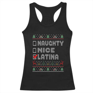 Latin American Christmas Racerback Tank Top Naughty Nice Latina Funny Xmas List Hispanic Ugly Sweater TS02 Black Print Your Wear