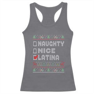 Latin American Christmas Racerback Tank Top Naughty Nice Latina Funny Xmas List Hispanic Ugly Sweater TS02 Charcoal Print Your Wear