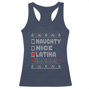 Latin American Christmas Racerback Tank Top Naughty Nice Latina Funny Xmas List Hispanic Ugly Sweater TS02 Navy Print Your Wear