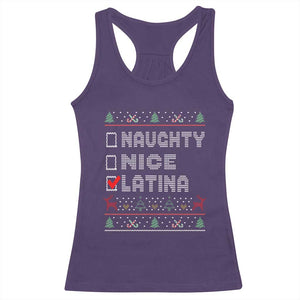 Latin American Christmas Racerback Tank Top Naughty Nice Latina Funny Xmas List Hispanic Ugly Sweater TS02 Purple Print Your Wear