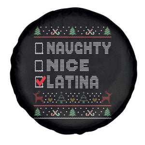 Latin American Xmas Spare Tire Cover Naughty Nice Latina Funny Xmas List Hispanic Ugly Sweater TS02 Print Your Wear