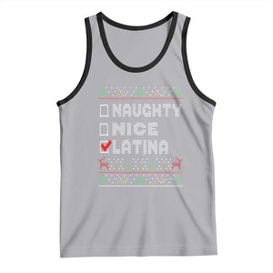 Latin American Christmas Tank Top Naughty Nice Latina Funny Xmas List Hispanic Ugly Sweater TS02 Athletic Heather Black Print Your Wear