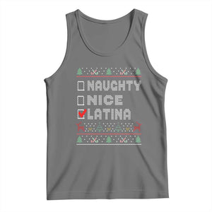 Latin American Christmas Tank Top Naughty Nice Latina Funny Xmas List Hispanic Ugly Sweater TS02 Black Heather Print Your Wear