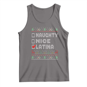 Latin American Christmas Tank Top Naughty Nice Latina Funny Xmas List Hispanic Ugly Sweater TS02 Deep Heather Print Your Wear