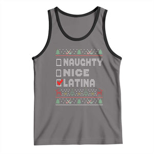 Latin American Christmas Tank Top Naughty Nice Latina Funny Xmas List Hispanic Ugly Sweater TS02 Deep Heather Black Print Your Wear