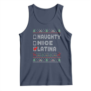 Latin American Christmas Tank Top Naughty Nice Latina Funny Xmas List Hispanic Ugly Sweater TS02 Navy Print Your Wear