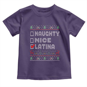 Latin American Christmas Toddler T Shirt Naughty Nice Latina Funny Xmas List Hispanic Ugly Sweater TS02 Purple Print Your Wear