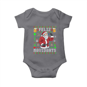 Christmas Dart Lover Baby Onesie Feliz Navidarts Santa Navidad Ugly Sweater TS02 Charcoal Print Your Wear