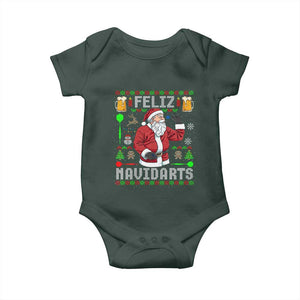 Christmas Dart Lover Baby Onesie Feliz Navidarts Santa Navidad Ugly Sweater TS02 Dark Forest Green Print Your Wear