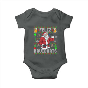 Christmas Dart Lover Baby Onesie Feliz Navidarts Santa Navidad Ugly Sweater TS02 Dark Heather Print Your Wear