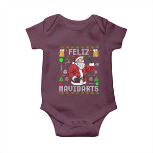 Christmas Dart Lover Baby Onesie Feliz Navidarts Santa Navidad Ugly Sweater TS02 Maroon Print Your Wear