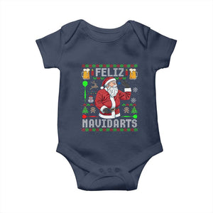 Christmas Dart Lover Baby Onesie Feliz Navidarts Santa Navidad Ugly Sweater TS02 Navy Print Your Wear