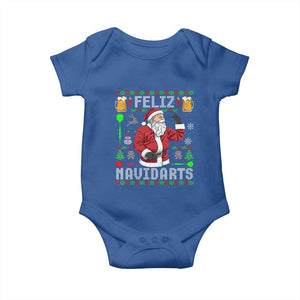 Christmas Dart Lover Baby Onesie Feliz Navidarts Santa Navidad Ugly Sweater TS02 Royal Blue Print Your Wear