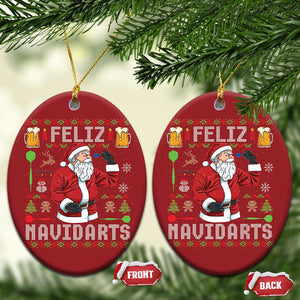 Xmas Dart Lover Christmas Ornament Feliz Navidarts Santa Navidad Ugly Sweater TS02 Oval Red Print Your Wear