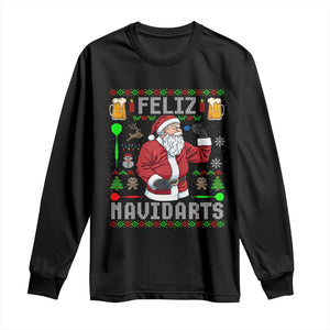 Christmas Dart Lover Long Sleeve Shirt Feliz Navidarts Santa Navidad Ugly Sweater TS02 Black Print Your Wear