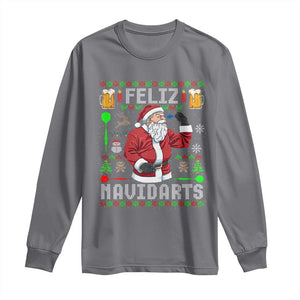 Christmas Dart Lover Long Sleeve Shirt Feliz Navidarts Santa Navidad Ugly Sweater TS02 Charcoal Print Your Wear