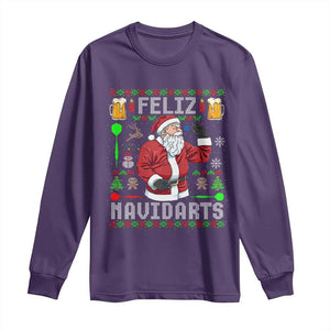 Christmas Dart Lover Long Sleeve Shirt Feliz Navidarts Santa Navidad Ugly Sweater TS02 Purple Print Your Wear