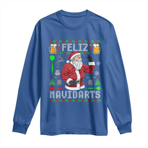 Christmas Dart Lover Long Sleeve Shirt Feliz Navidarts Santa Navidad Ugly Sweater TS02 Royal Blue Print Your Wear