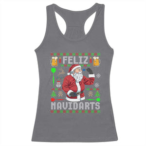 Christmas Dart Lover Racerback Tank Top Feliz Navidarts Santa Navidad Ugly Sweater TS02 Charcoal Print Your Wear