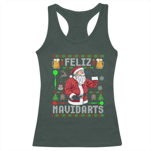 Christmas Dart Lover Racerback Tank Top Feliz Navidarts Santa Navidad Ugly Sweater TS02 Dark Forest Green Print Your Wear