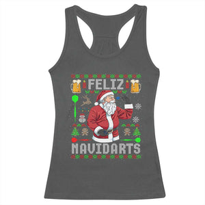 Christmas Dart Lover Racerback Tank Top Feliz Navidarts Santa Navidad Ugly Sweater TS02 Dark Heather Print Your Wear