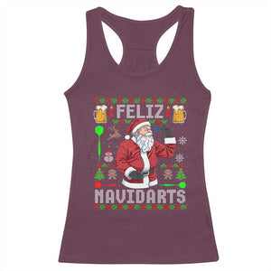 Christmas Dart Lover Racerback Tank Top Feliz Navidarts Santa Navidad Ugly Sweater TS02 Maroon Print Your Wear