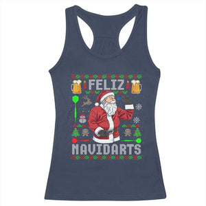 Christmas Dart Lover Racerback Tank Top Feliz Navidarts Santa Navidad Ugly Sweater TS02 Navy Print Your Wear