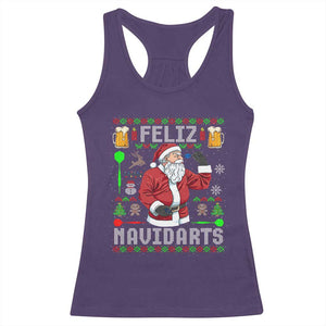 Christmas Dart Lover Racerback Tank Top Feliz Navidarts Santa Navidad Ugly Sweater TS02 Purple Print Your Wear