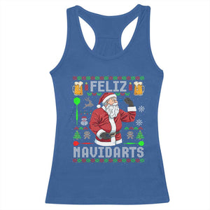 Christmas Dart Lover Racerback Tank Top Feliz Navidarts Santa Navidad Ugly Sweater TS02 Royal Blue Print Your Wear