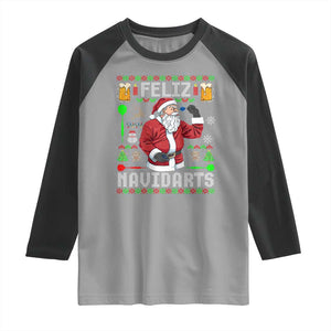 Christmas Dart Lover Raglan Shirt Feliz Navidarts Santa Navidad Ugly Sweater TS02 Sport Gray Black Print Your Wear