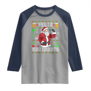 Christmas Dart Lover Raglan Shirt Feliz Navidarts Santa Navidad Ugly Sweater TS02 Sport Gray Navy Print Your Wear