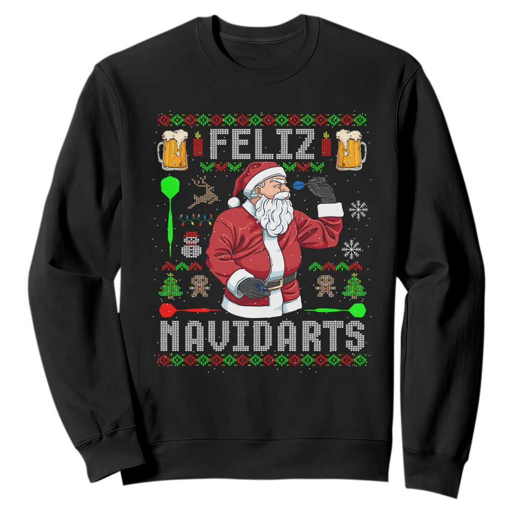 Christmas Dart Lover Sweatshirt Feliz Navidarts Santa Navidad Ugly Sweater TS02 Black Print Your Wear