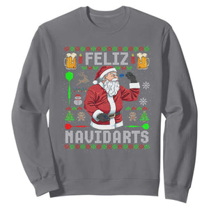 Christmas Dart Lover Sweatshirt Feliz Navidarts Santa Navidad Ugly Sweater TS02 Charcoal Print Your Wear