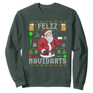 Christmas Dart Lover Sweatshirt Feliz Navidarts Santa Navidad Ugly Sweater TS02 Dark Forest Green Print Your Wear