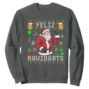 Christmas Dart Lover Sweatshirt Feliz Navidarts Santa Navidad Ugly Sweater TS02 Dark Heather Print Your Wear