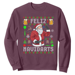 Christmas Dart Lover Sweatshirt Feliz Navidarts Santa Navidad Ugly Sweater TS02 Maroon Print Your Wear