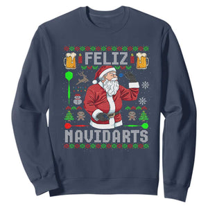 Christmas Dart Lover Sweatshirt Feliz Navidarts Santa Navidad Ugly Sweater TS02 Navy Print Your Wear