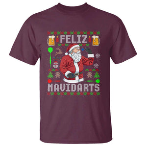 Christmas Dart Lover T Shirt Feliz Navidarts Santa Navidad Ugly Sweater TS02 Maroon Print Your Wear