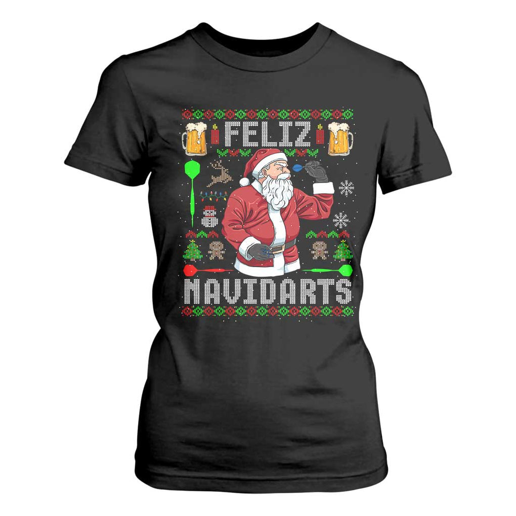 Christmas Dart Lover T Shirt For Women Feliz Navidarts Santa Navidad Ugly Sweater TS02 Black Print Your Wear